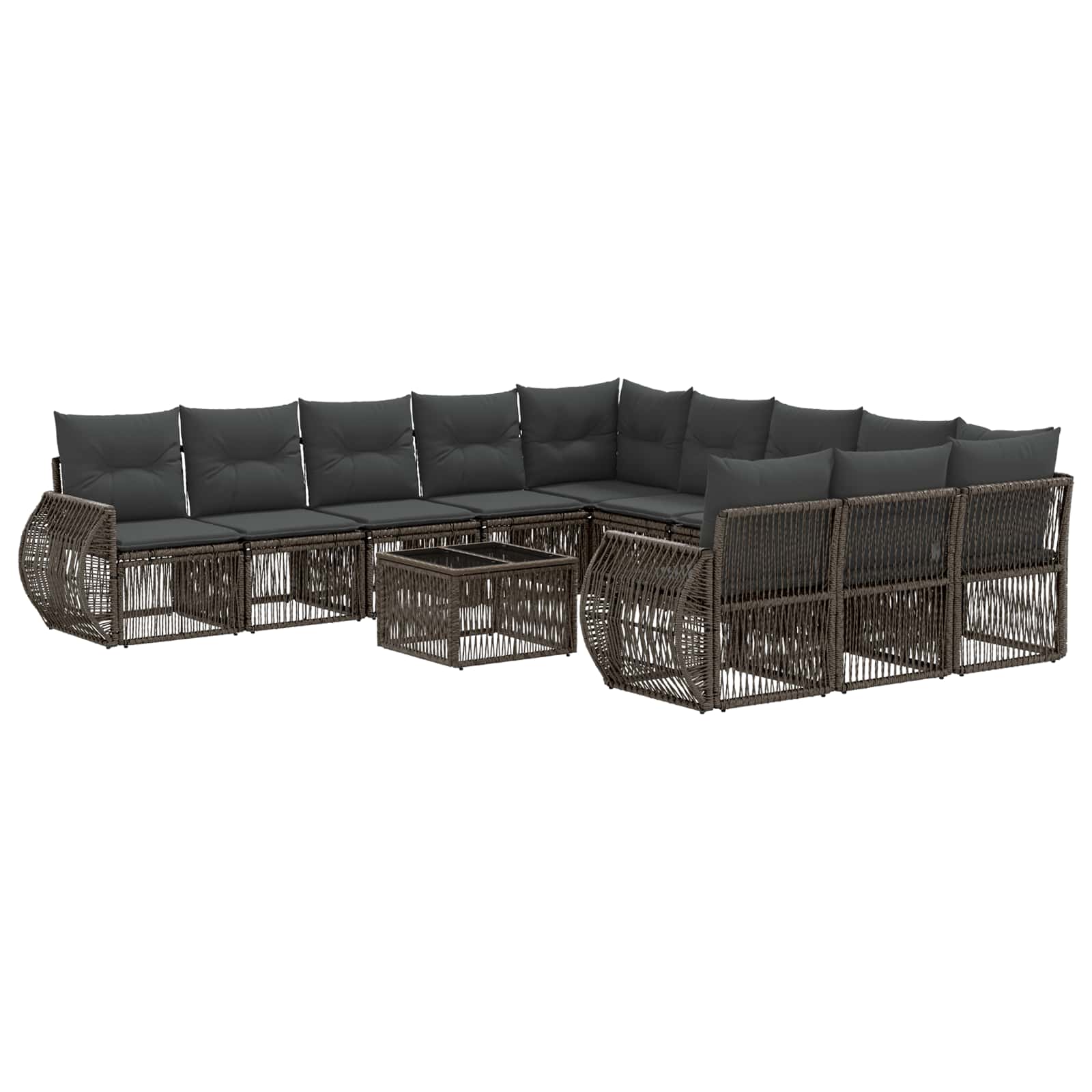 vidaXL Tuinbankenset 12 pcs Zwart en Cream Wit poly rattan
