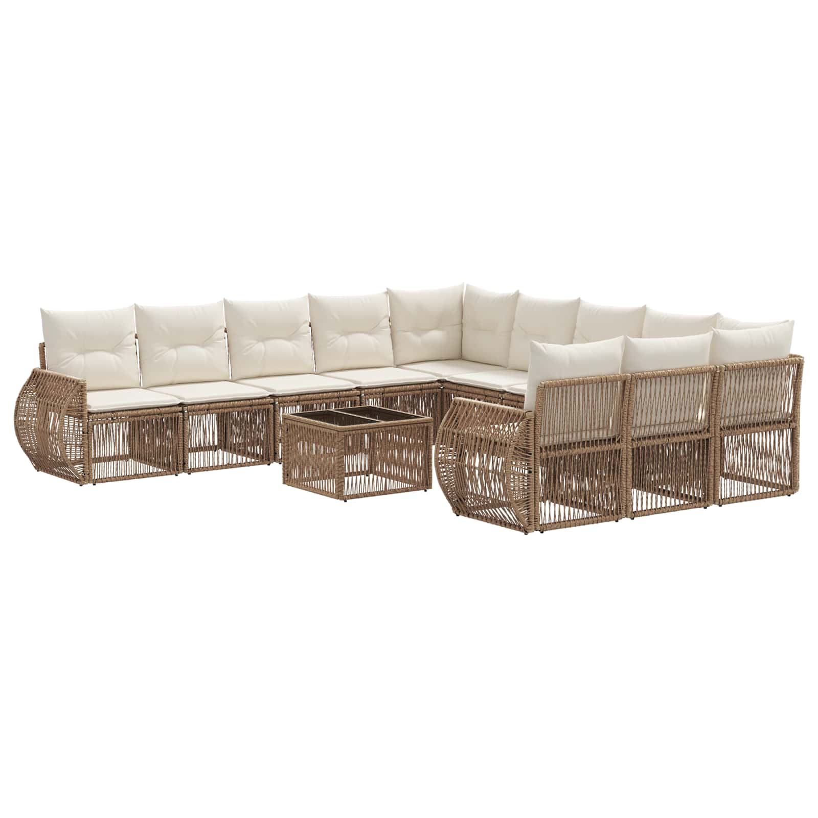 vidaXL Tuinbankenset 12 pcs Zwart en Cream Wit poly rattan