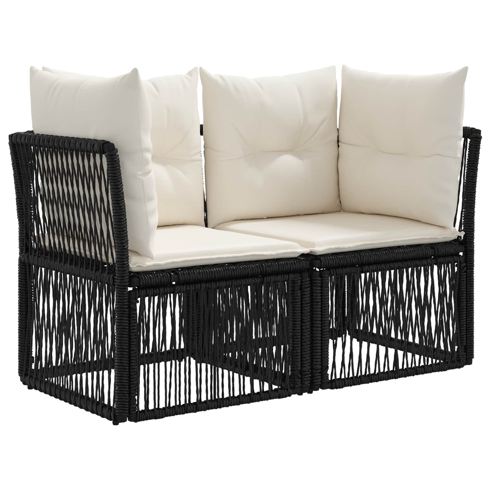 vidaXL Tuinbankenset 13 pcs Zwart en Cream Wit poly rattan