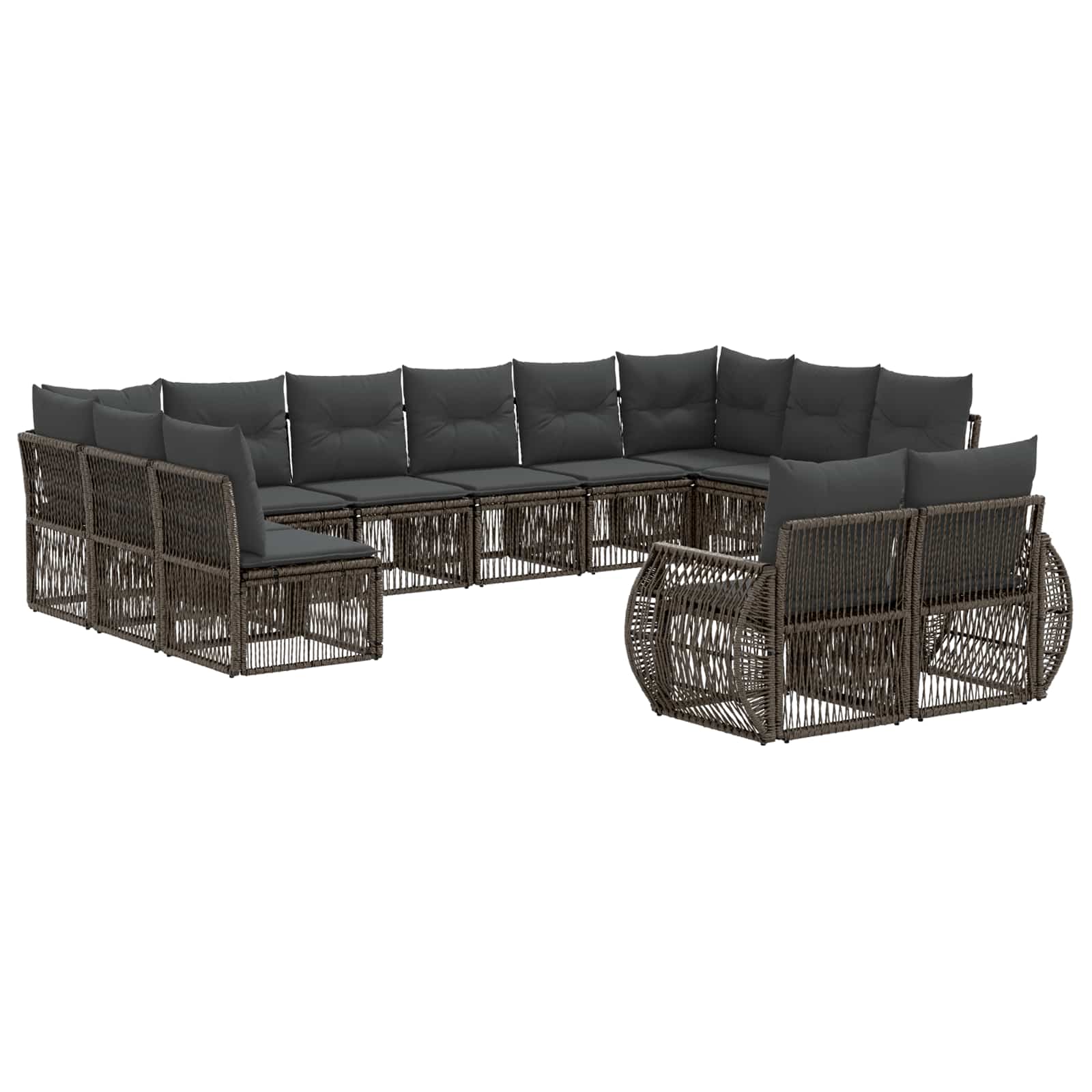 vidaXL Tuinbankenset 13 pcs Zwart en Cream Wit poly rattan
