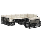 vidaXL Tuinbankenset 13 pcs Zwart en Cream Wit poly rattan