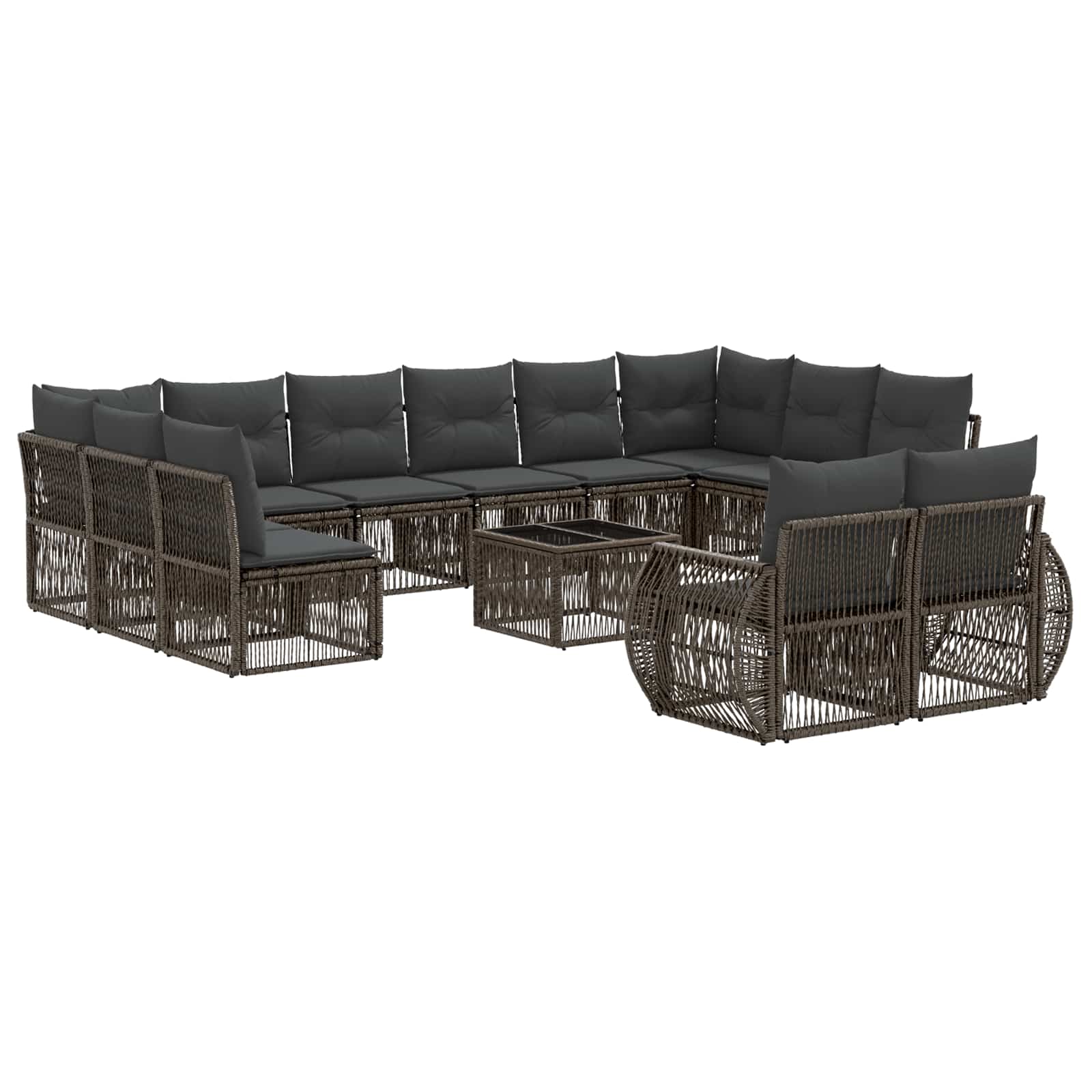 vidaXL Tuinbankenset 13 pcs Zwart en Cream Wit poly rattan