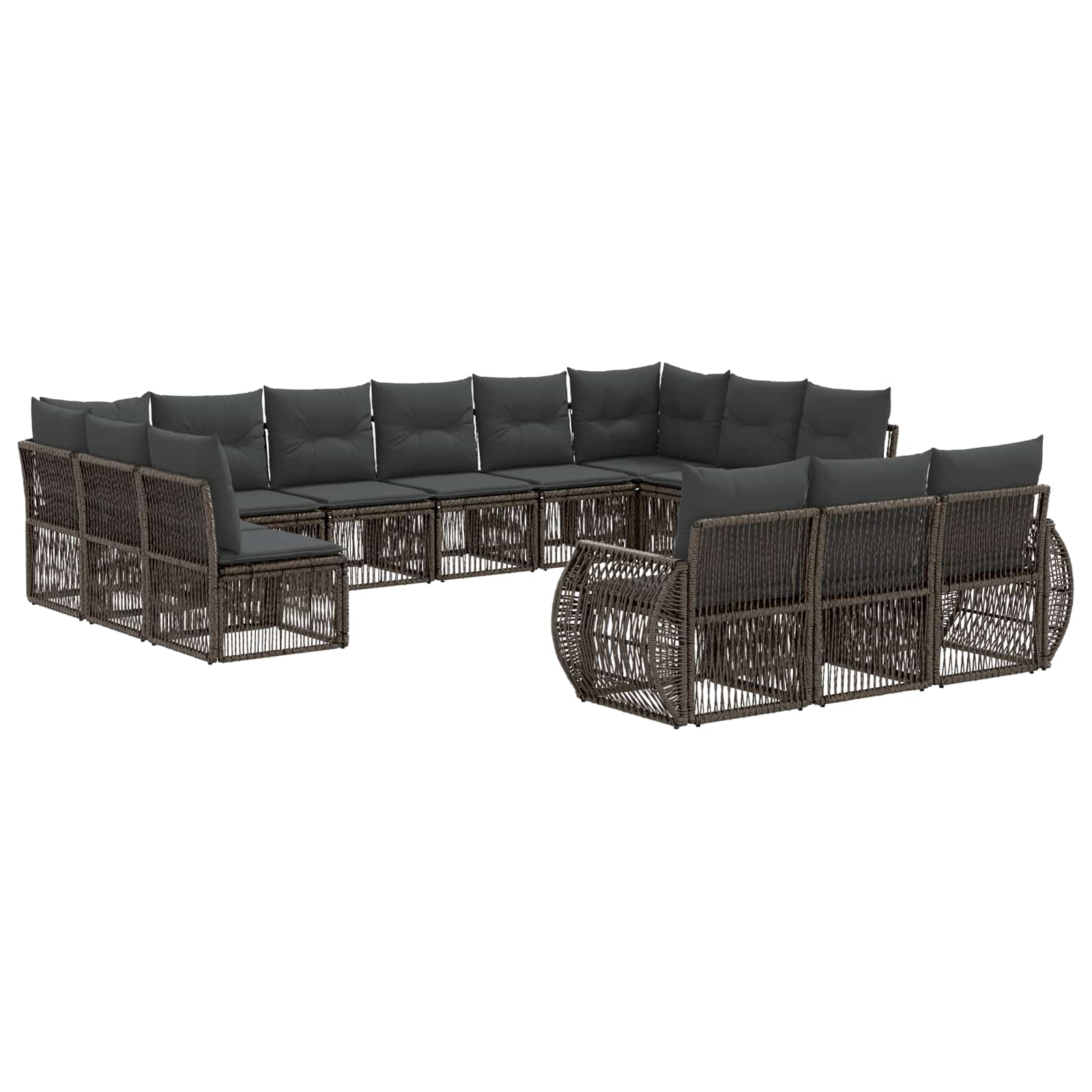 vidaXL Tuinbankenset 14 pcs Zwart en Cream Wit poly rattan