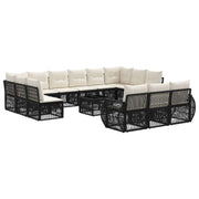 vidaXL Tuinbankenset 14 pcs Zwart en Cream Wit poly rattan