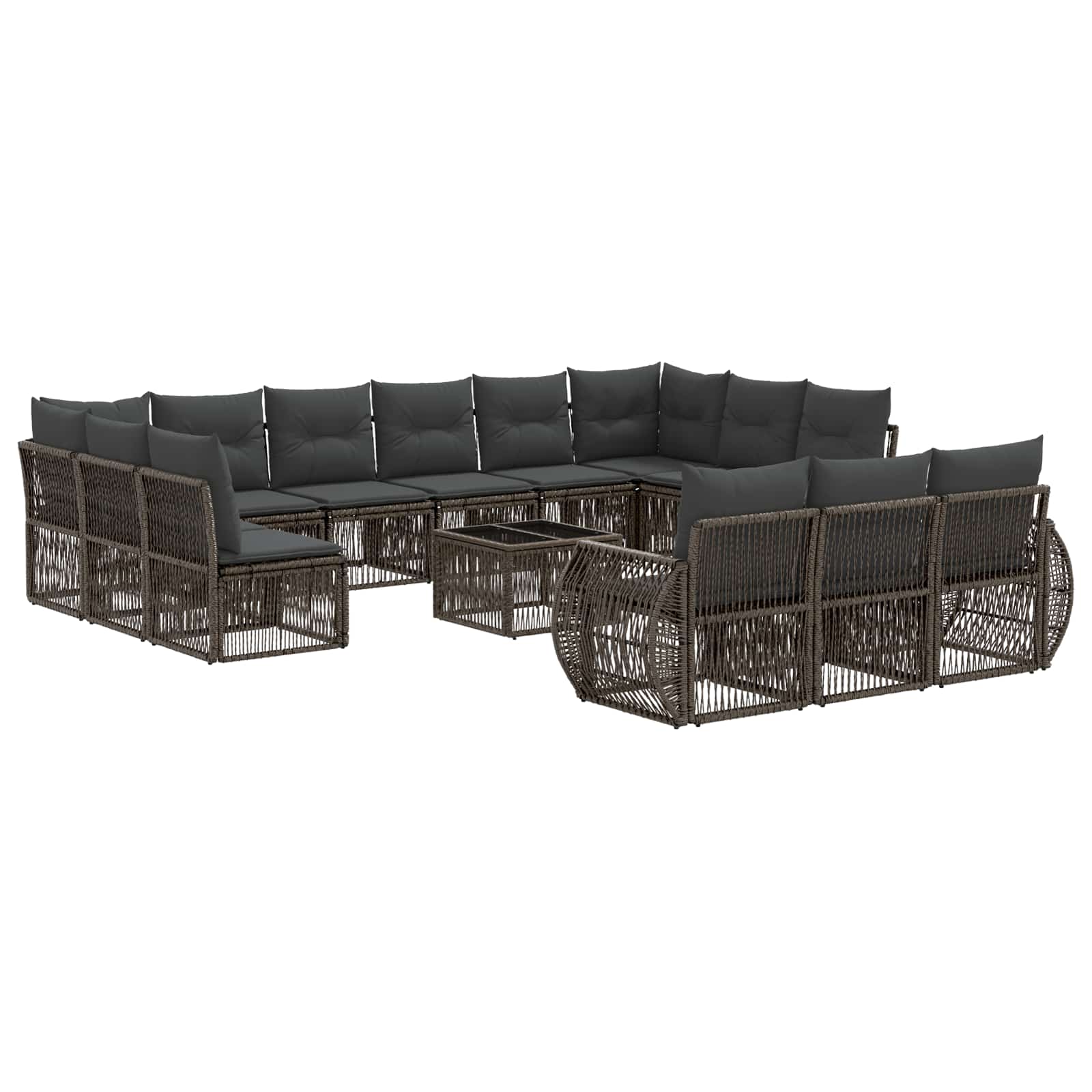 vidaXL Tuinbankenset 14 pcs Zwart en Cream Wit poly rattan