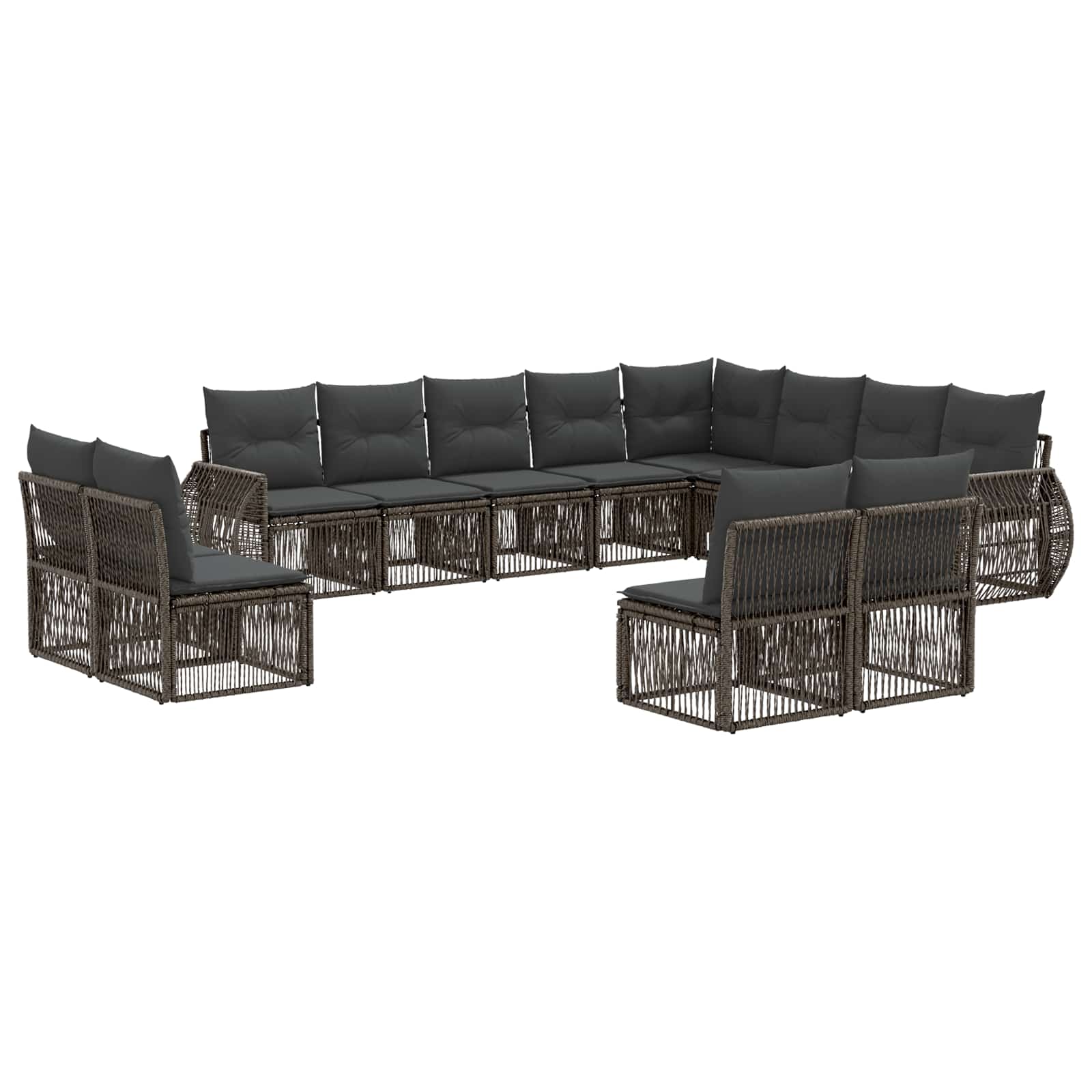 vidaXL Tuinbankenset 13 pcs Zwart en Cream Wit poly rattan