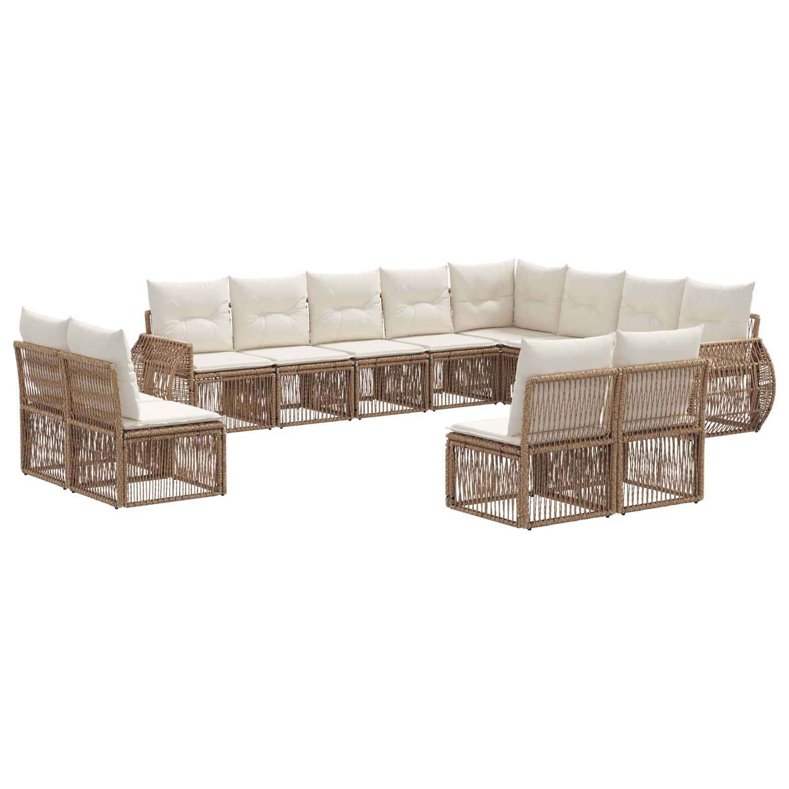 vidaXL Tuinbankenset 13 pcs Zwart en Cream Wit poly rattan
