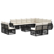 vidaXL Tuinbankenset 13 pcs Zwart en Cream Wit poly rattan
