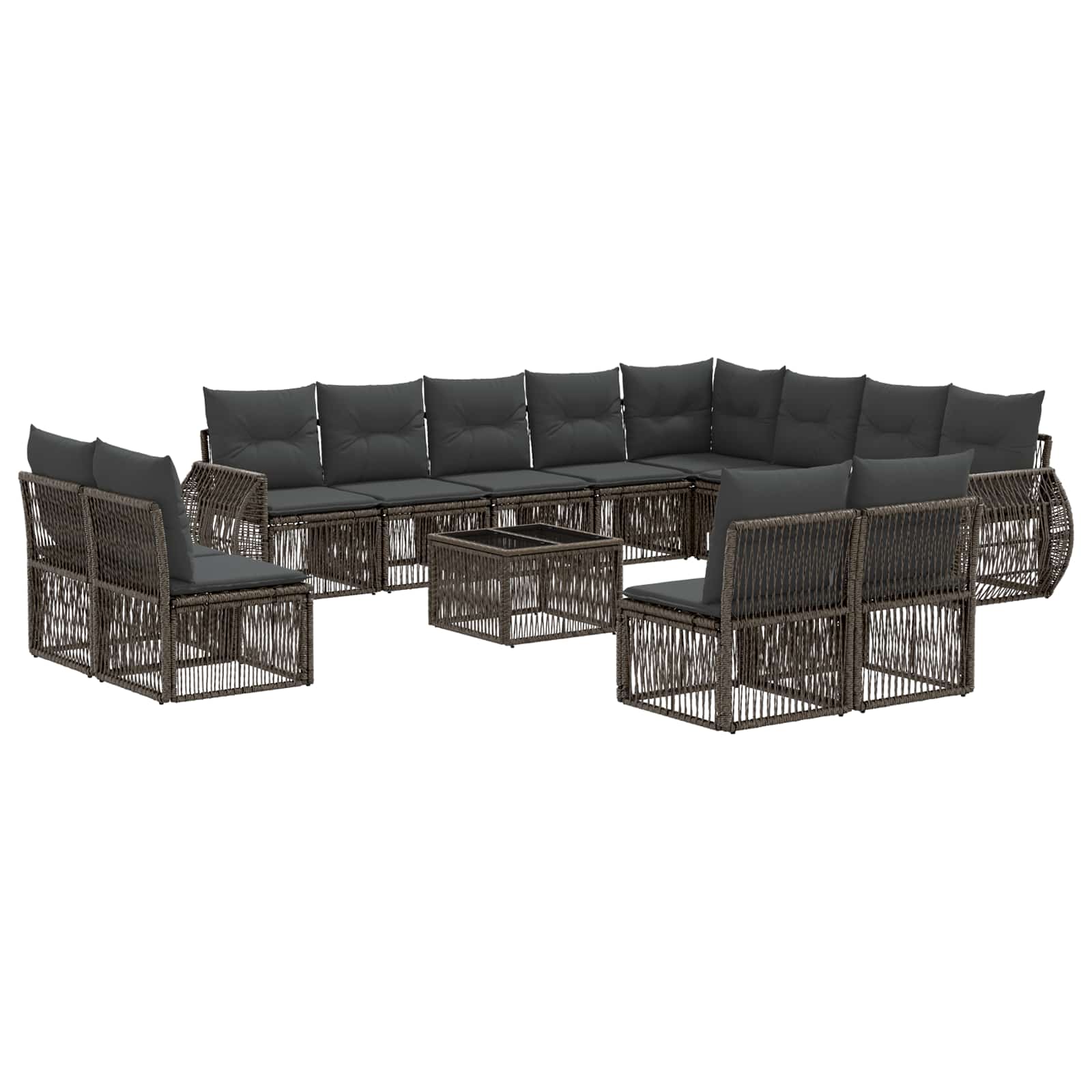 vidaXL Tuinbankenset 13 pcs Zwart en Cream Wit poly rattan