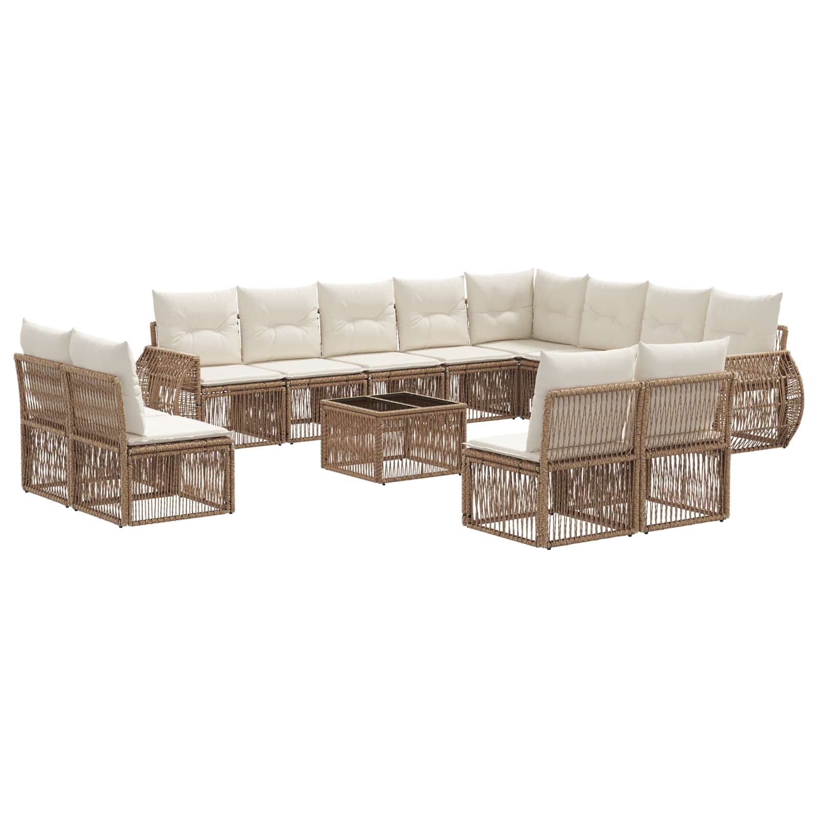 vidaXL Tuinbankenset 13 pcs Zwart en Cream Wit poly rattan