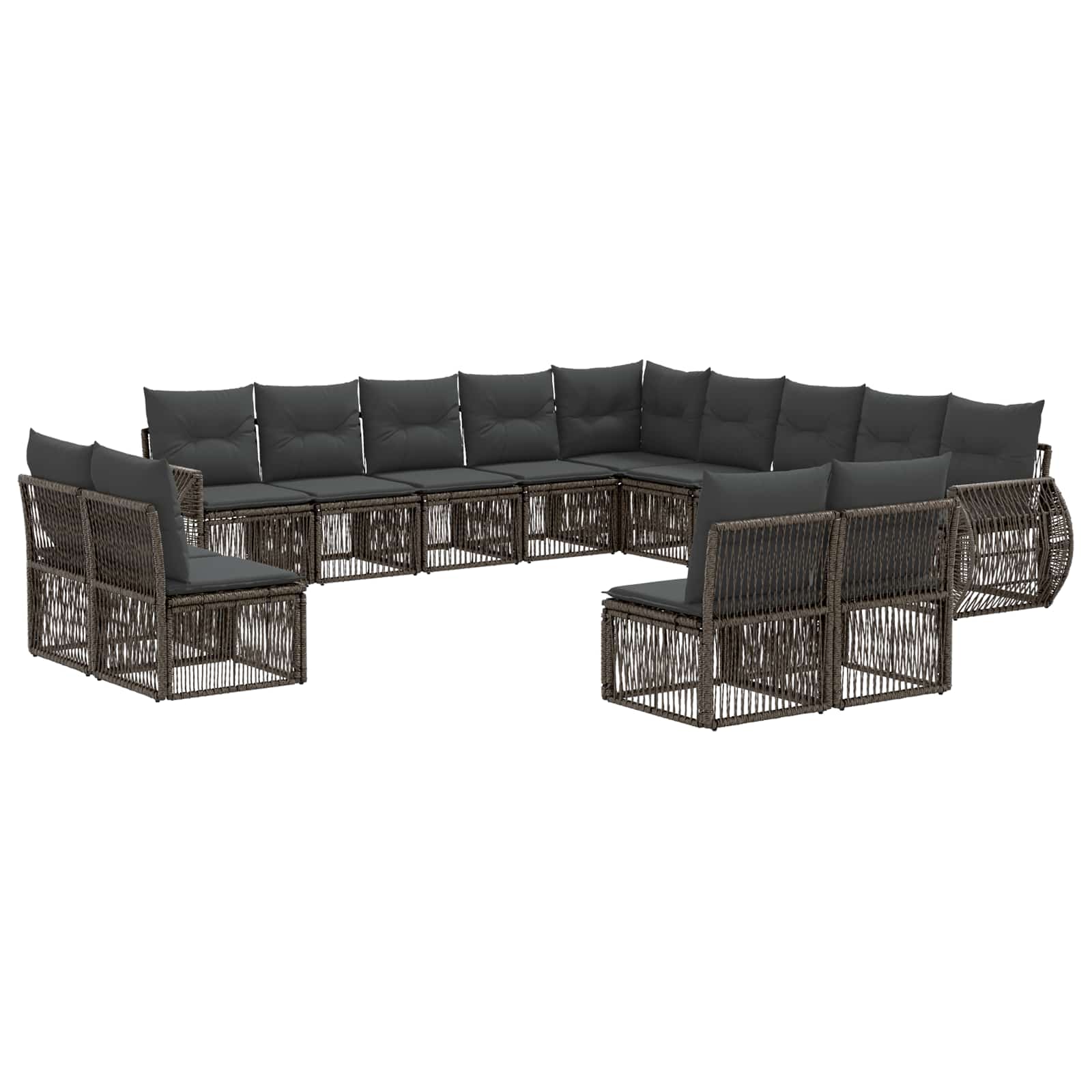 vidaXL Tuinbankenset 14 pcs Zwart en Cream Wit poly rattan