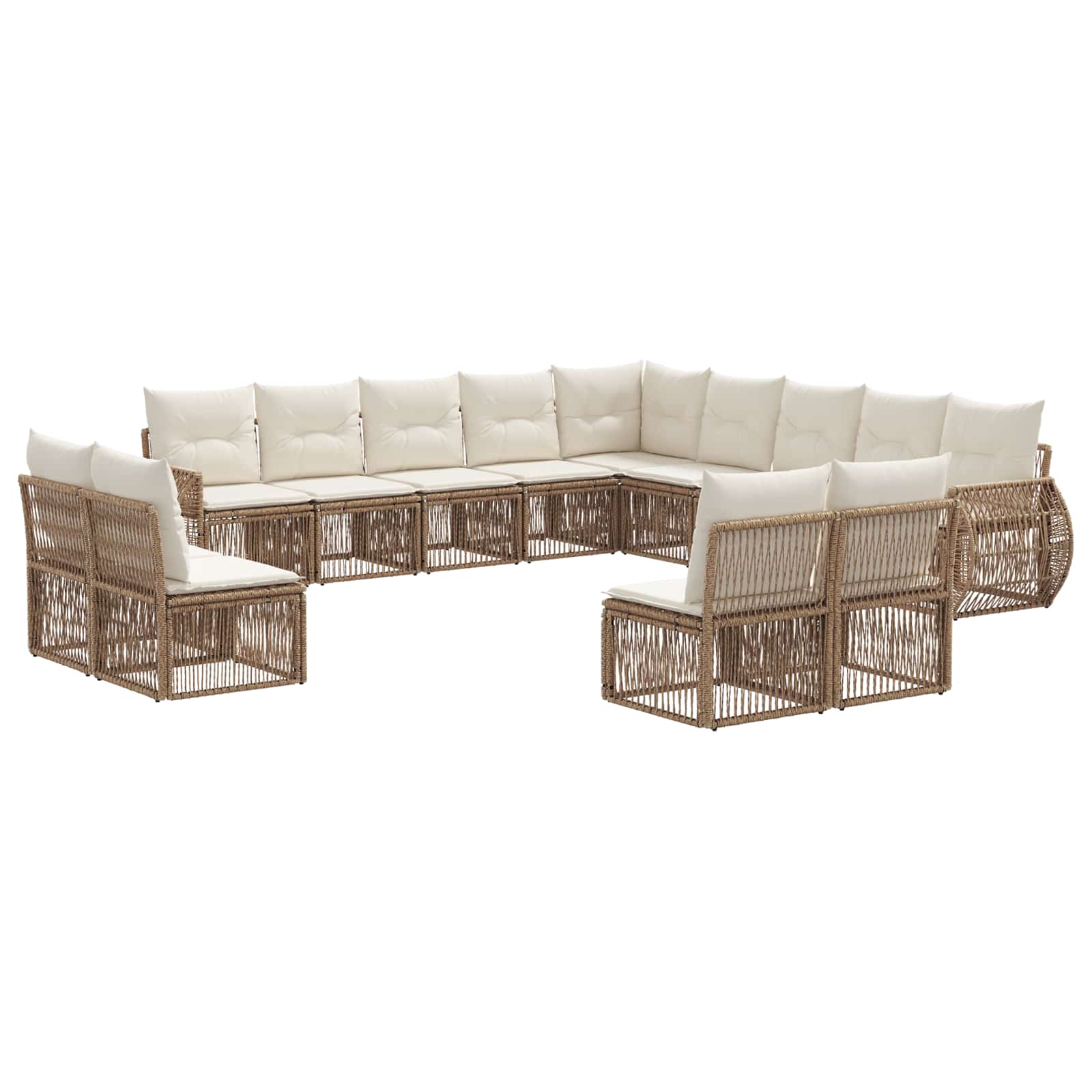 vidaXL Tuinbankenset 14 pcs Zwart en Cream Wit poly rattan