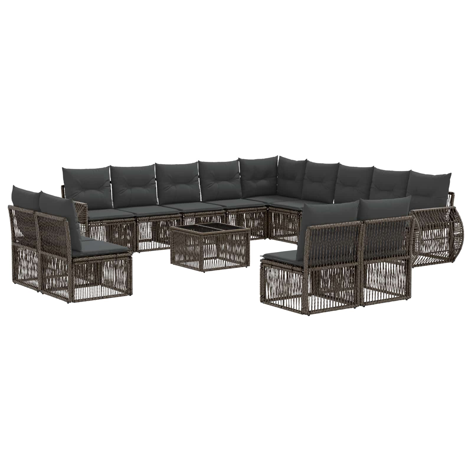 vidaXL Tuinbankenset 14 pcs Zwart en Cream Wit poly rattan