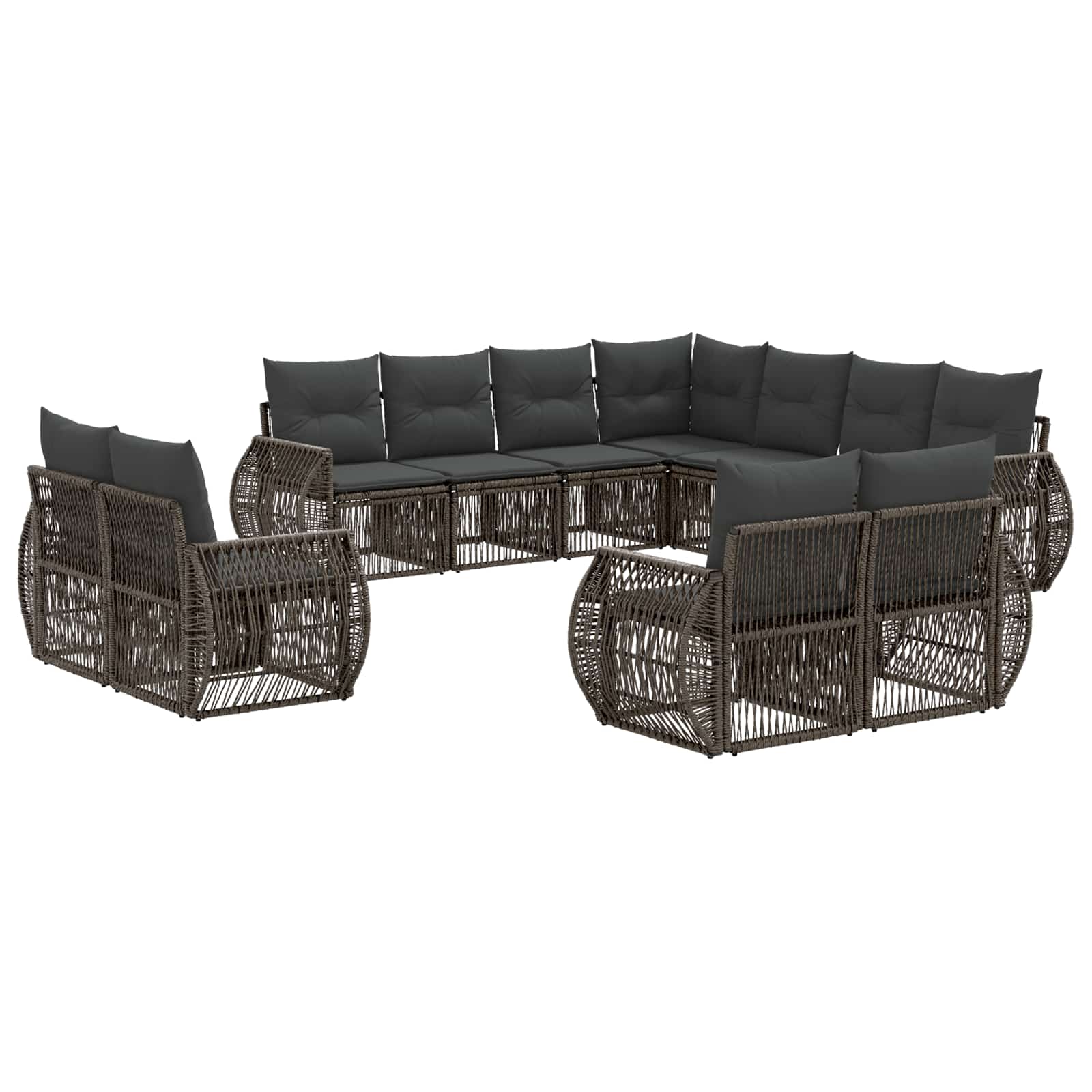 vidaXL Tuinbankenset 12 pcs Zwart en Cream Wit poly rattan