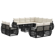 vidaXL Tuinbankenset 12 pcs Zwart en Cream Wit poly rattan