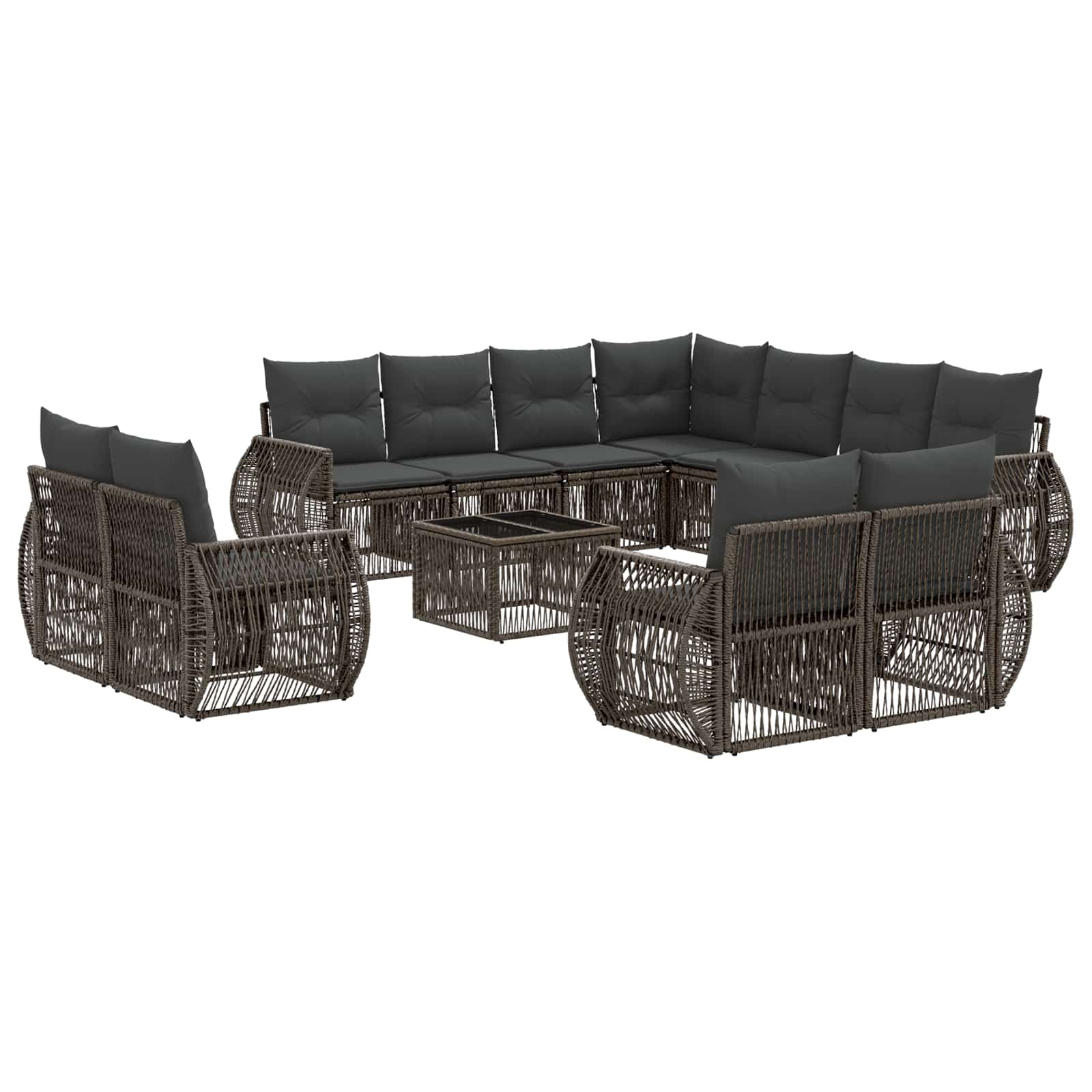 vidaXL Tuinbankenset 12 pcs Zwart en Cream Wit poly rattan