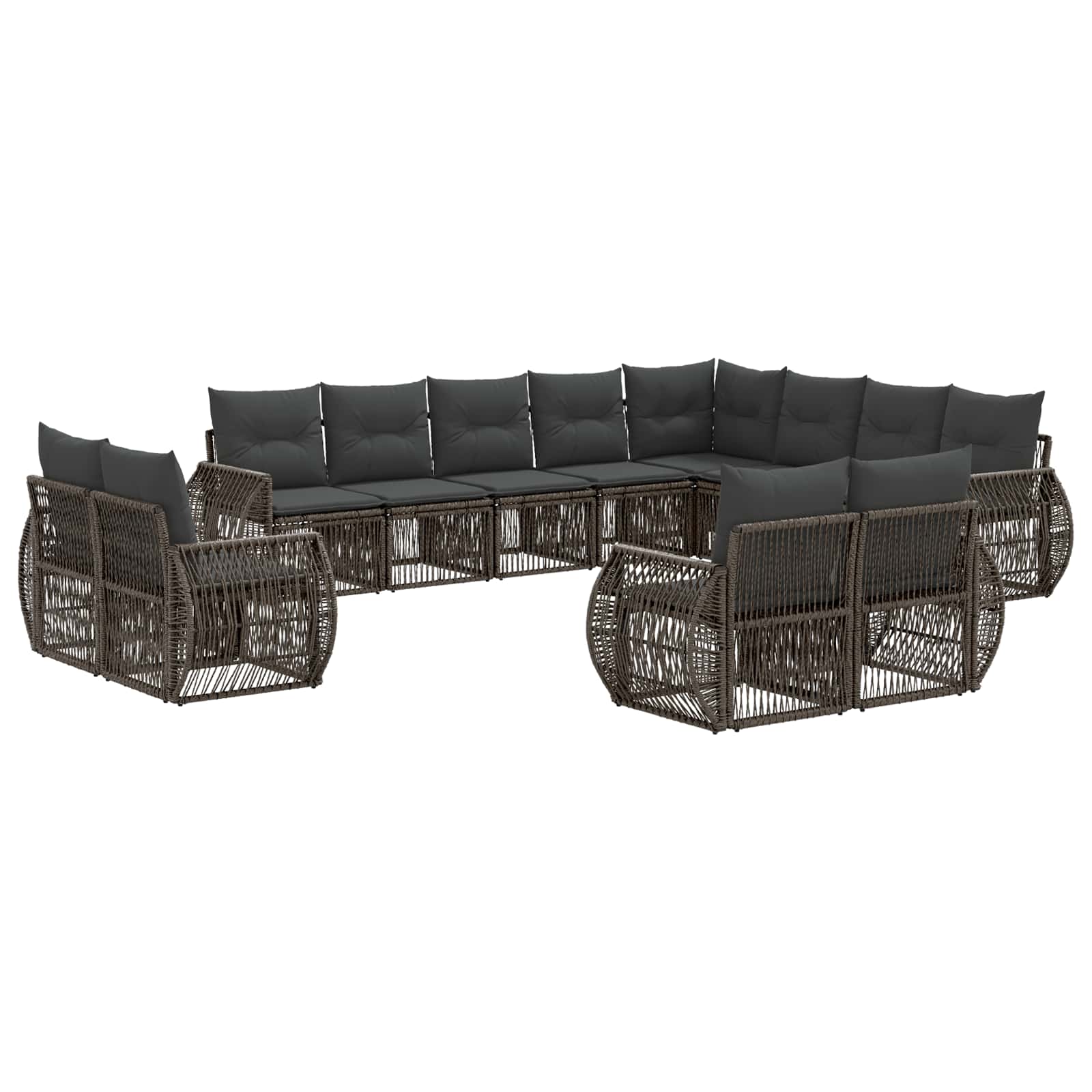 vidaXL Tuinbankenset 13 pcs Zwart en Cream Wit poly rattan