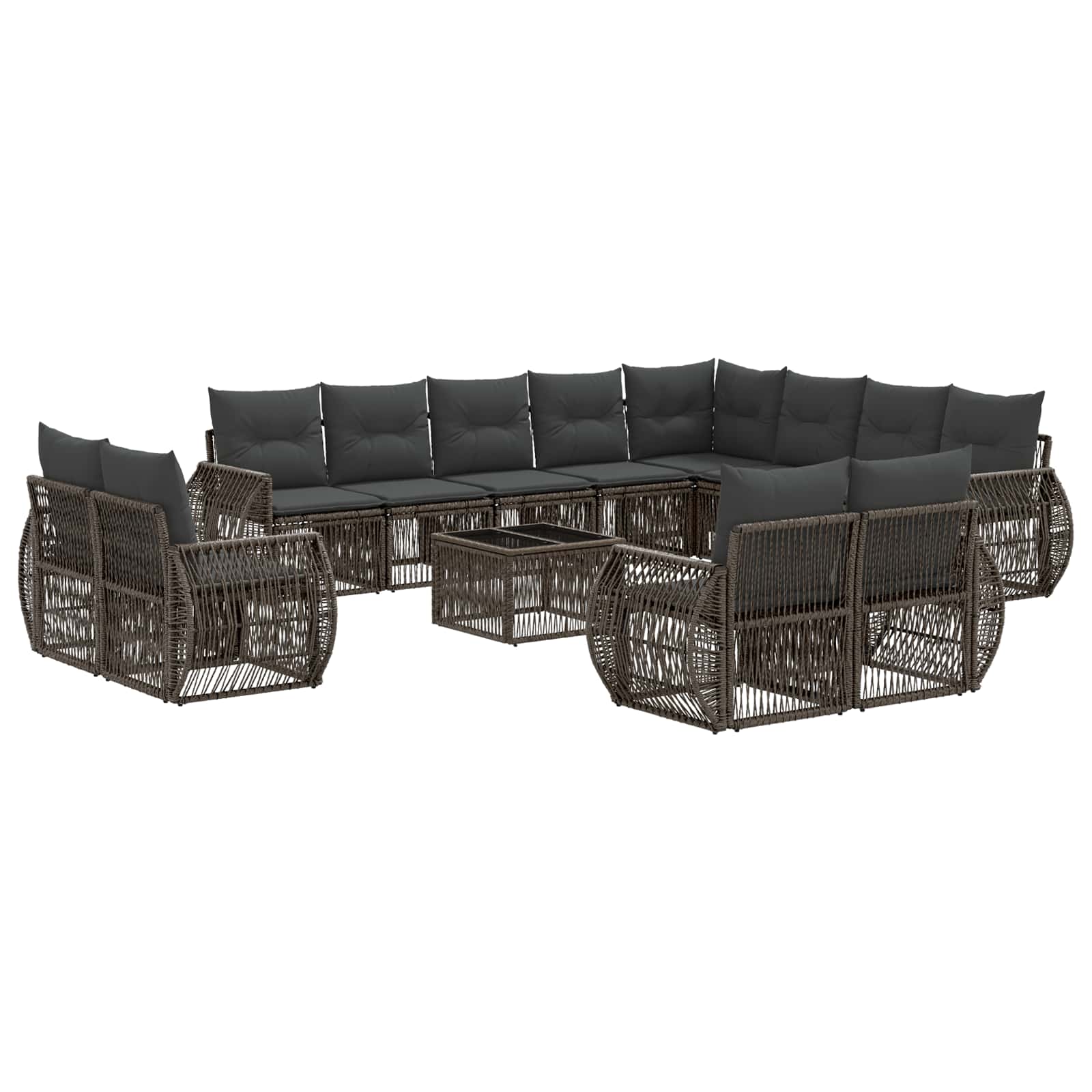 vidaXL Tuinbankenset 13 pcs Zwart en Cream Wit poly rattan