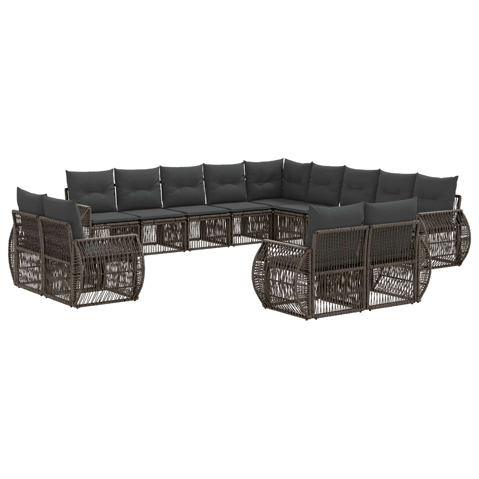 vidaXL Tuinbankenset 14 pcs Zwart en Cream Wit poly rattan