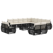 vidaXL Tuinbankenset 14 pcs Zwart en Cream Wit poly rattan