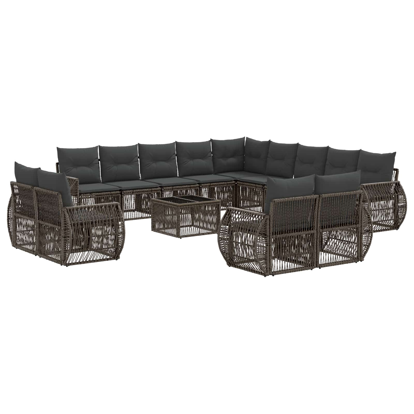 vidaXL Tuinbankenset 14 pcs Zwart en Cream Wit poly rattan