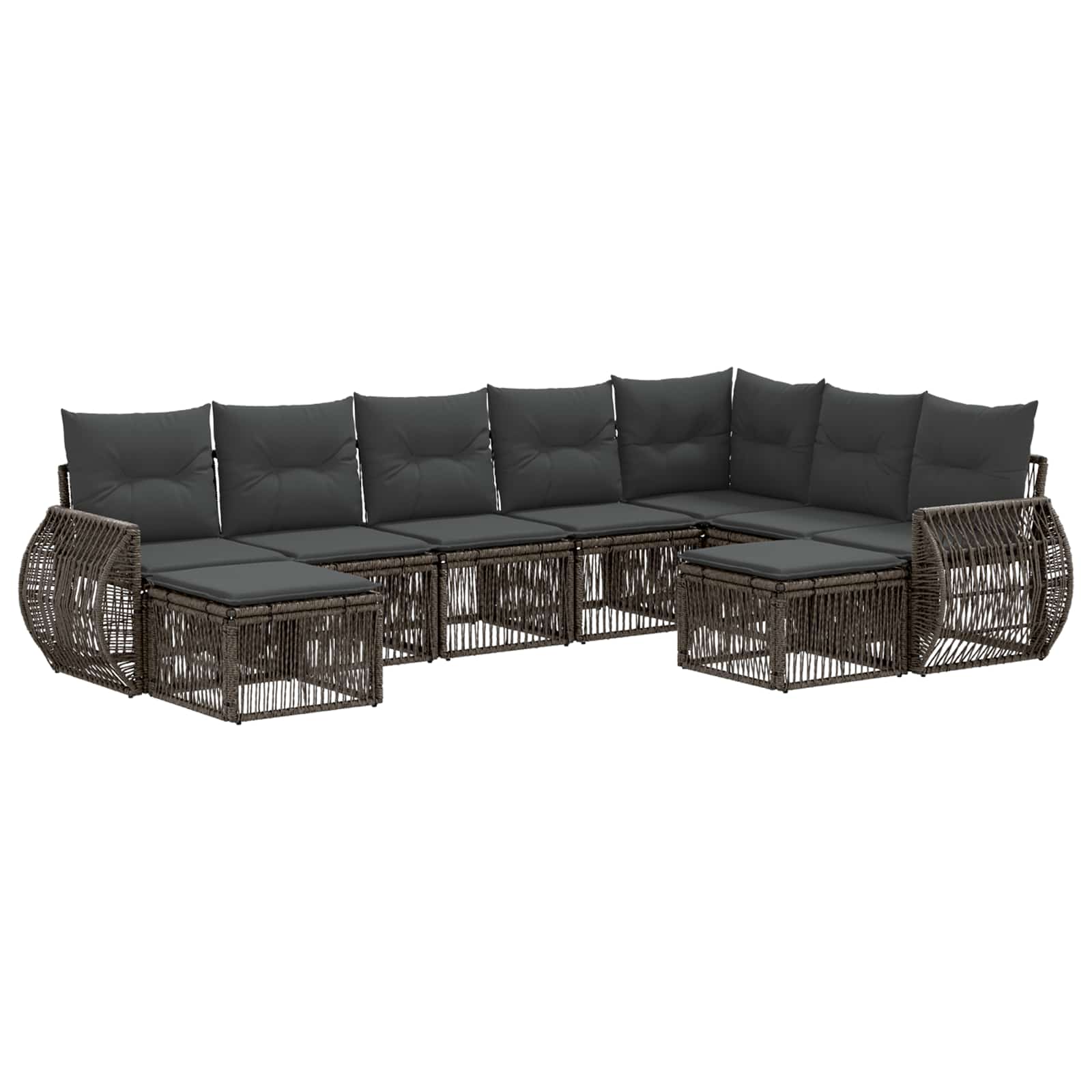 vidaXL Tuinbankenset 10 pcs Zwart poly rattan