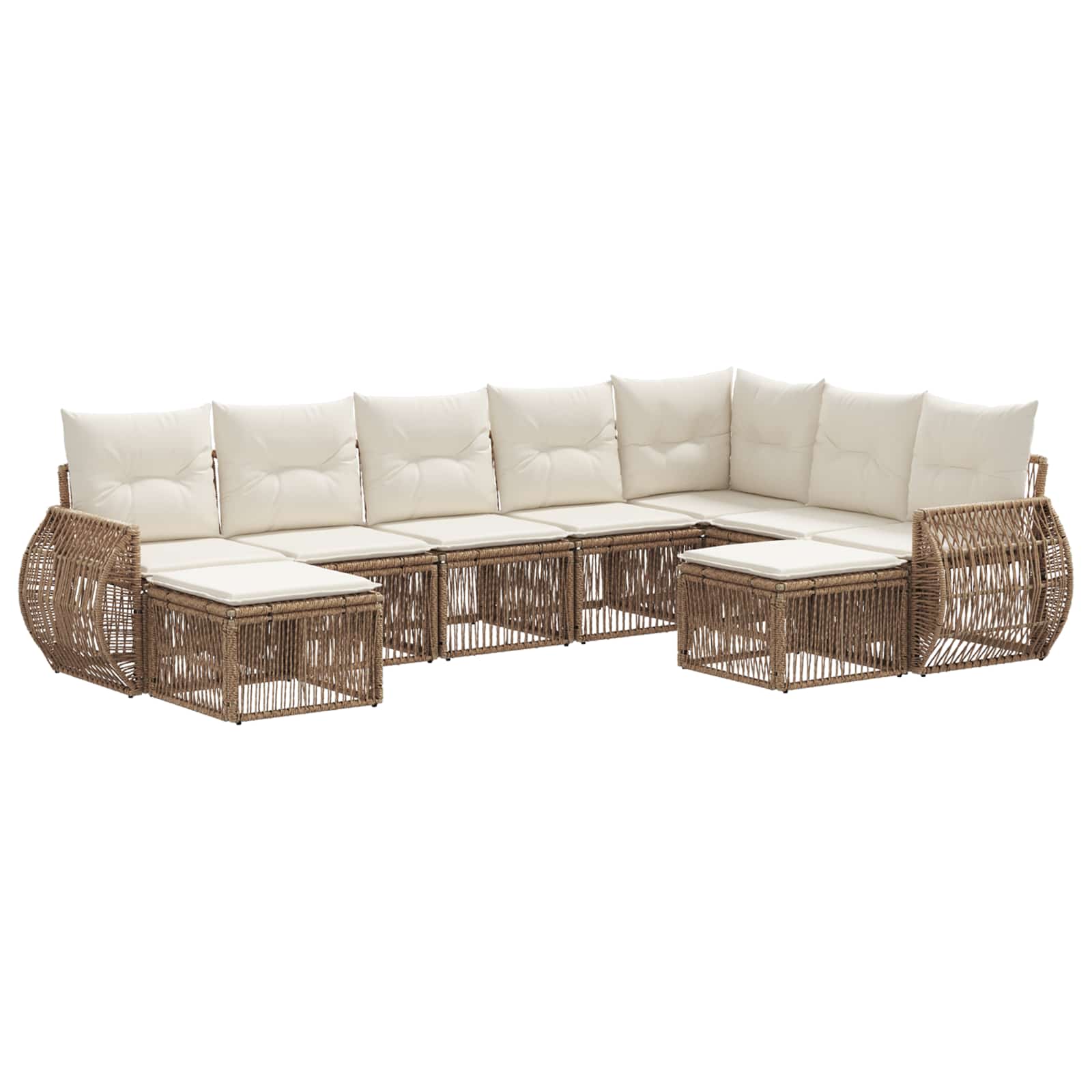 vidaXL Tuinbankenset 10 pcs Zwart poly rattan