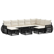 vidaXL Tuinbankenset 10 pcs Zwart poly rattan