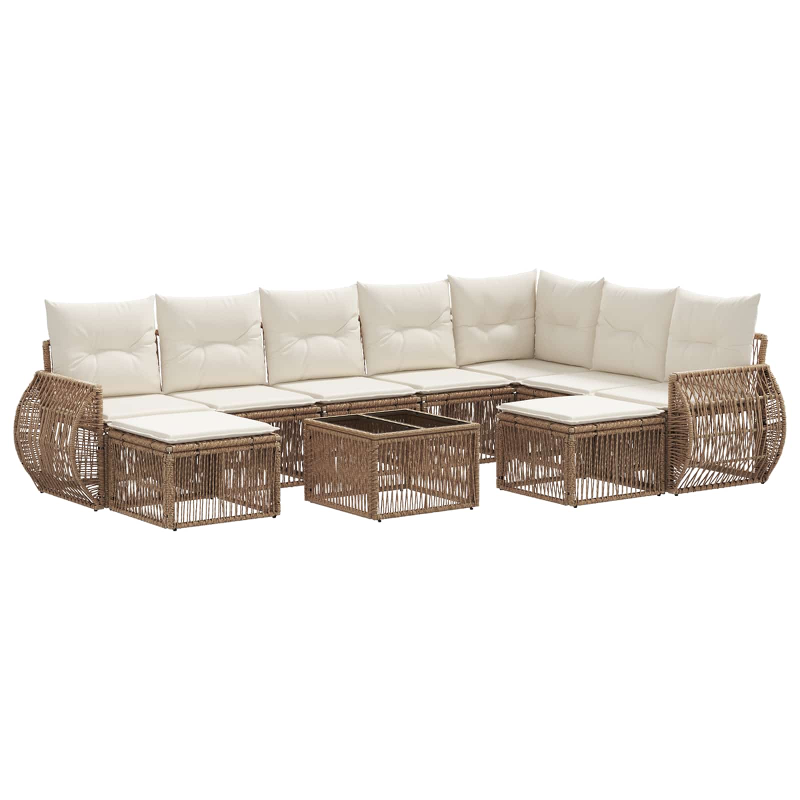 vidaXL Tuinbankenset 10 pcs Zwart poly rattan