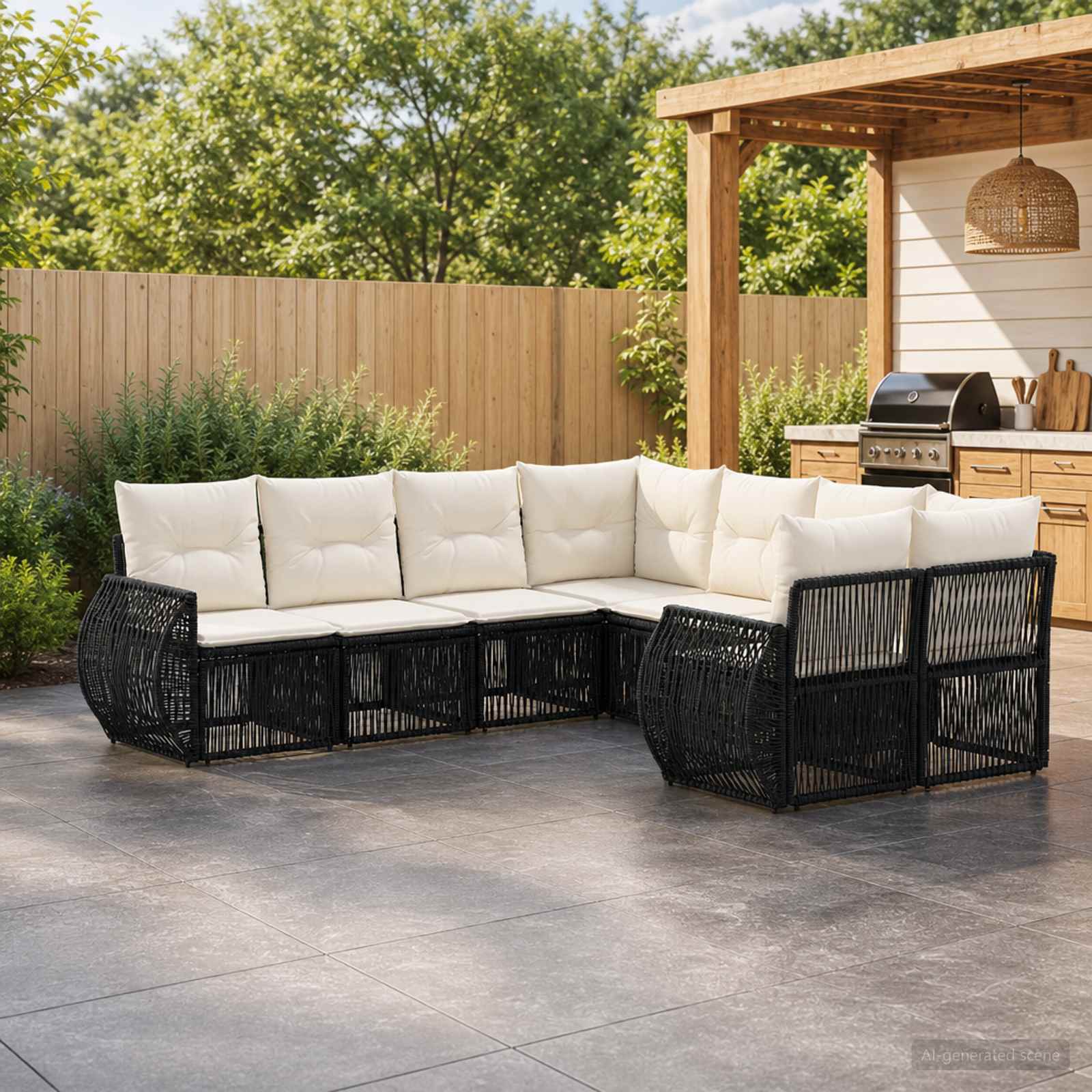 vidaXL Tuinbankenset 8 st 8-Aantal zitplaatsen Zwart poly rattan