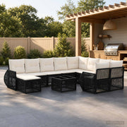vidaXL Tuinbankenset 11 st Zwart poly rattan