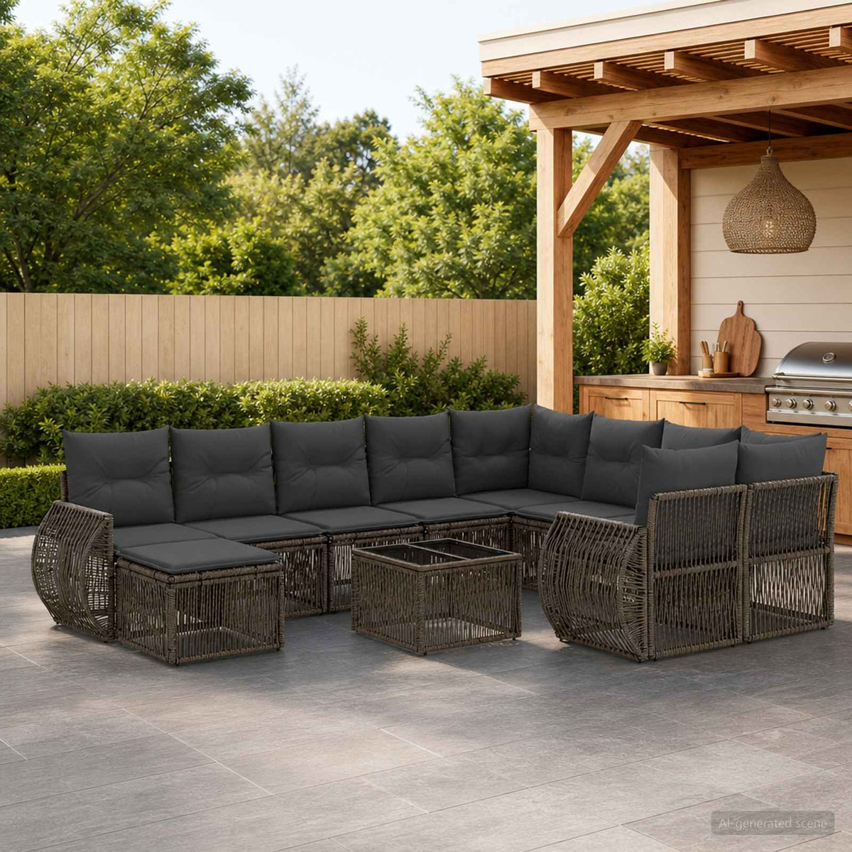 vidaXL Tuinbankenset 11 st Zwart poly rattan