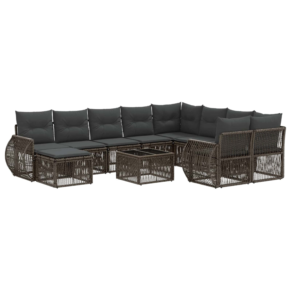 vidaXL Tuinbankenset 11 st Zwart poly rattan