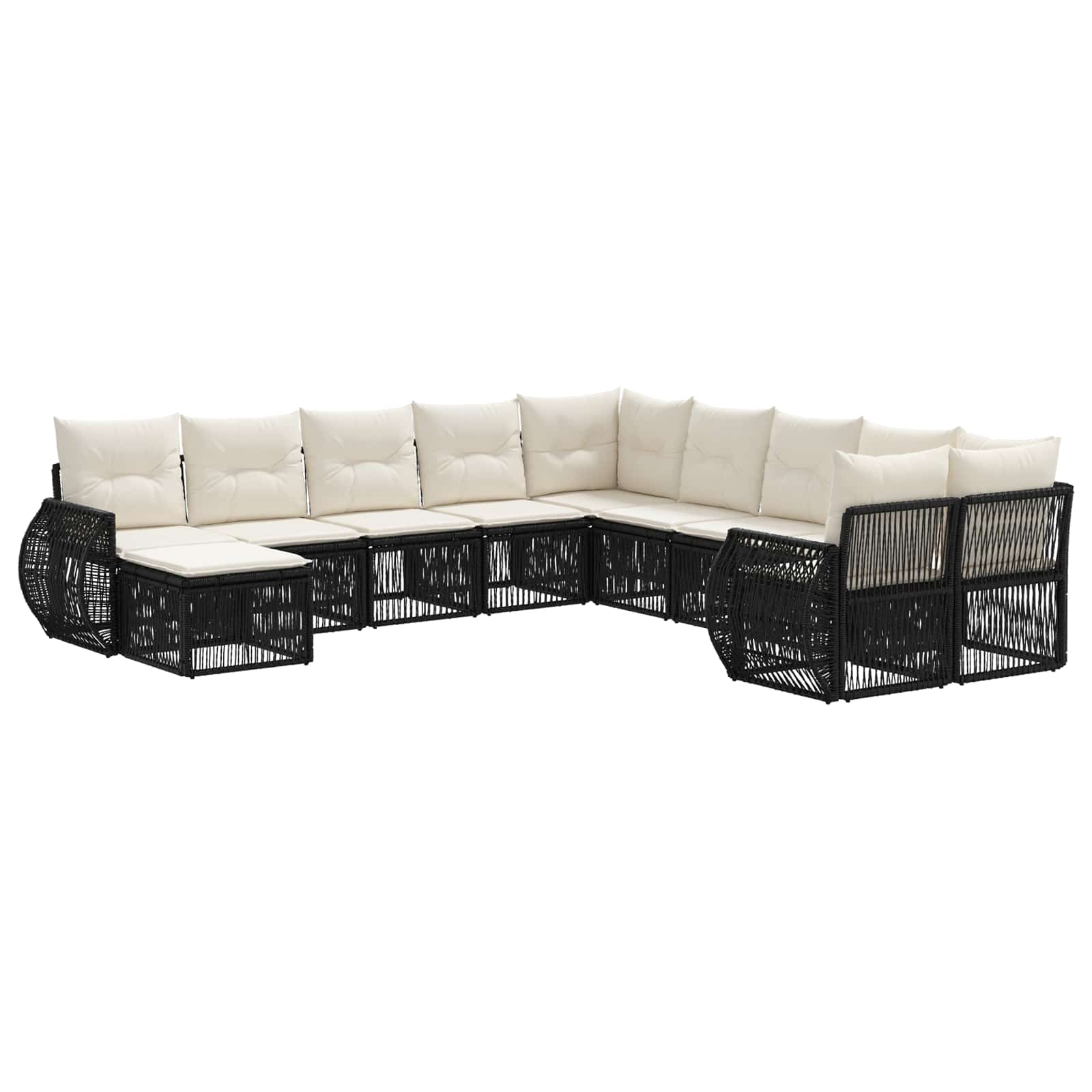 vidaXL Tuinbankenset 12 pcs Zwart poly rattan
