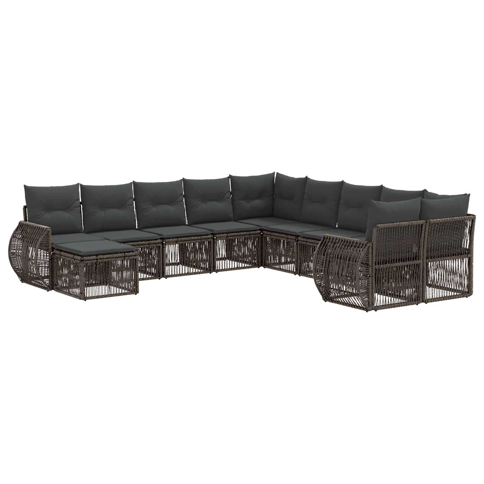 vidaXL Tuinbankenset 12 pcs Zwart poly rattan