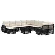 vidaXL Tuinbankenset 12 pcs Zwart poly rattan