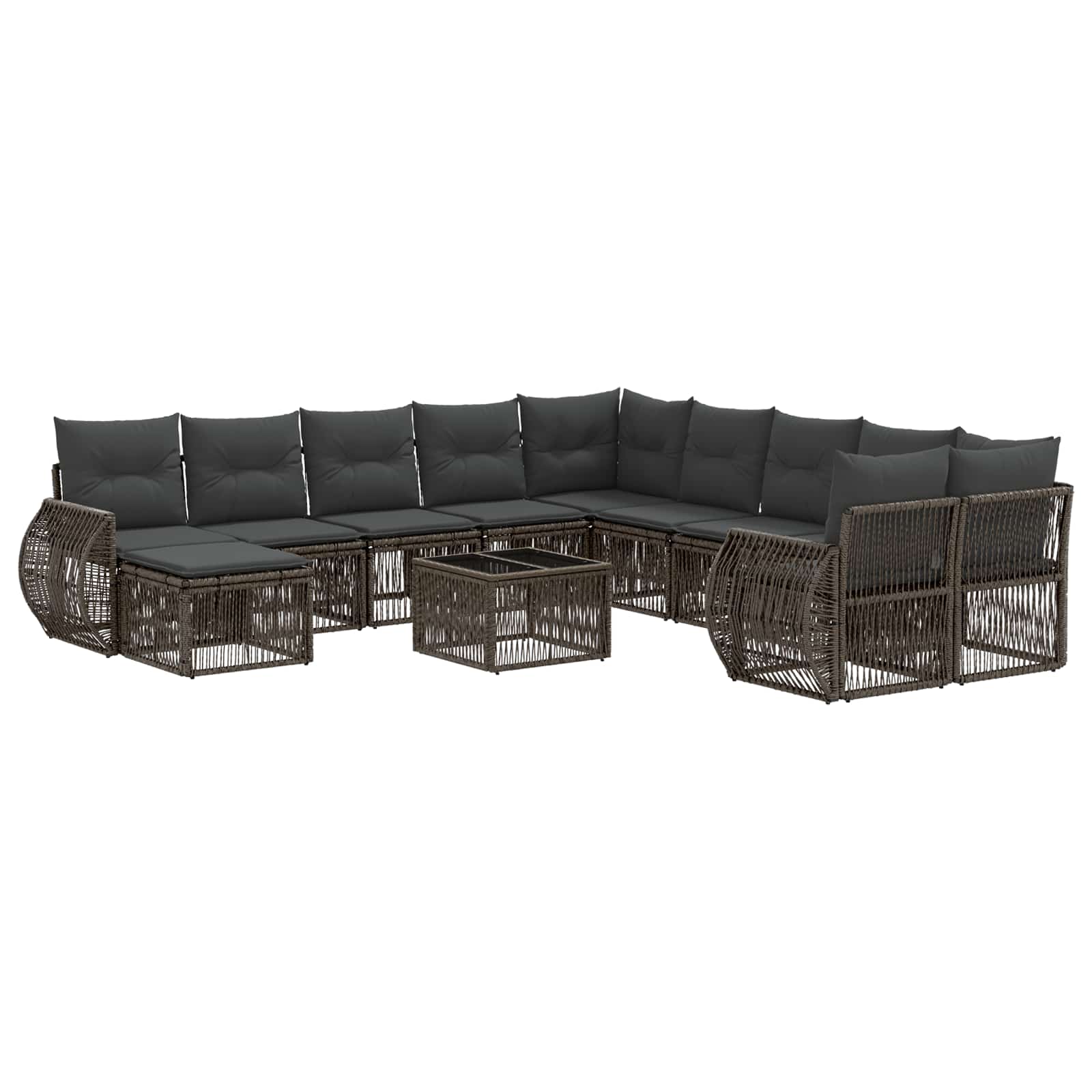 vidaXL Tuinbankenset 12 pcs Zwart poly rattan