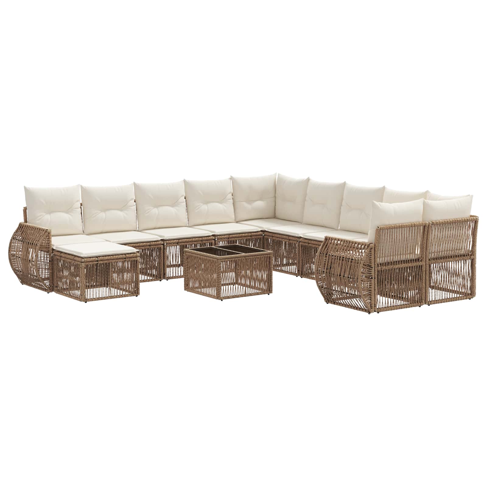 vidaXL Tuinbankenset 12 pcs Zwart poly rattan