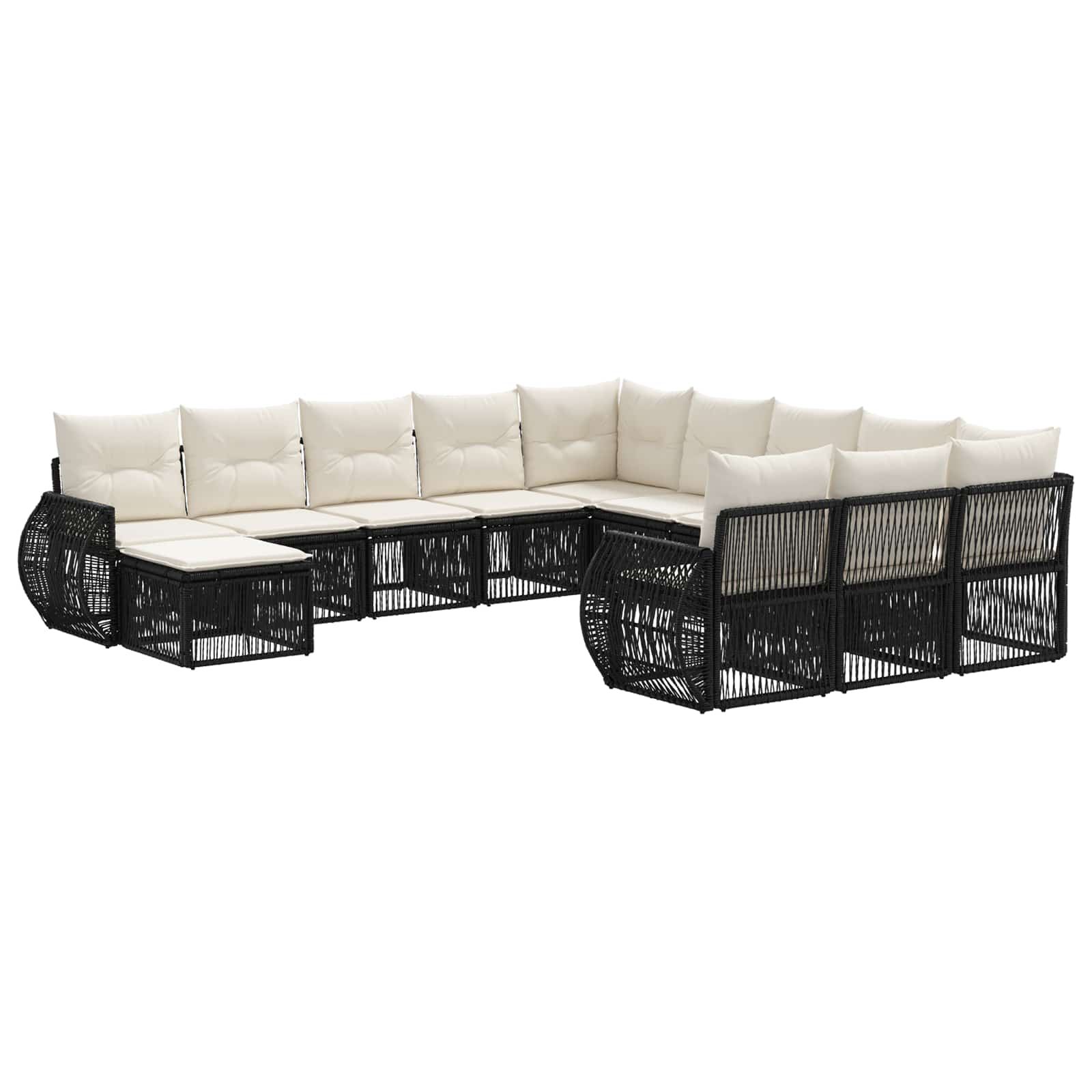 vidaXL Tuinbankenset 13 pcs Zwart poly rattan