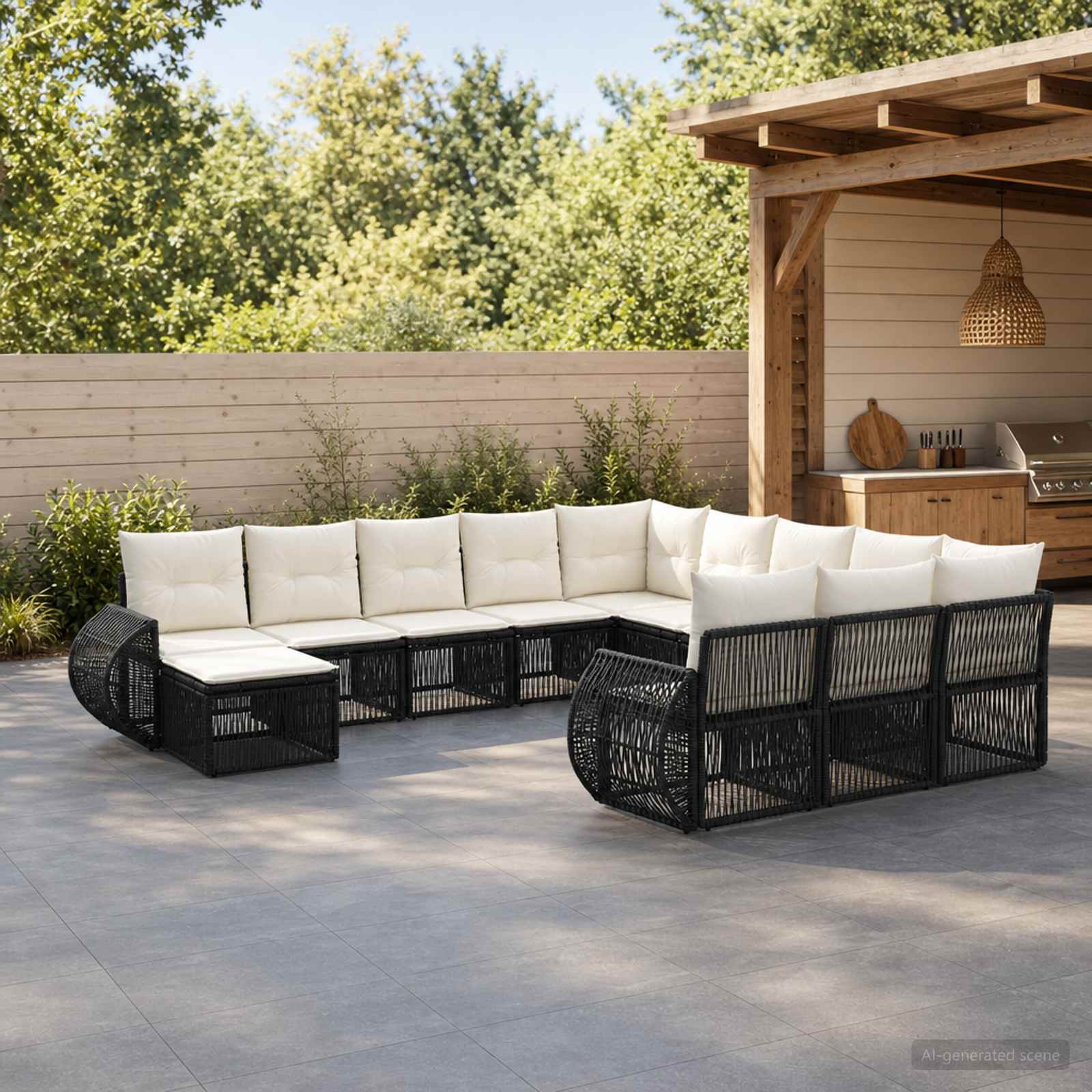 vidaXL Tuinbankenset 13 pcs Zwart poly rattan