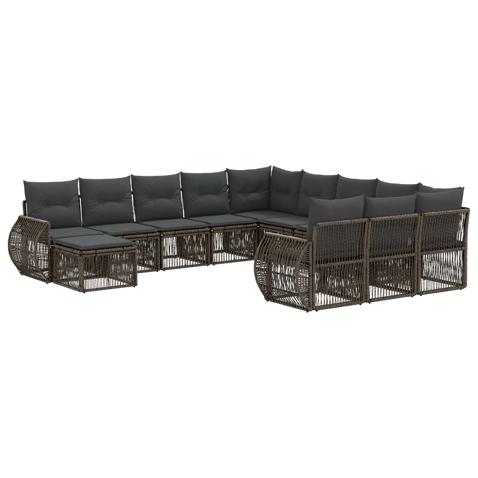 vidaXL Tuinbankenset 13 pcs Zwart poly rattan