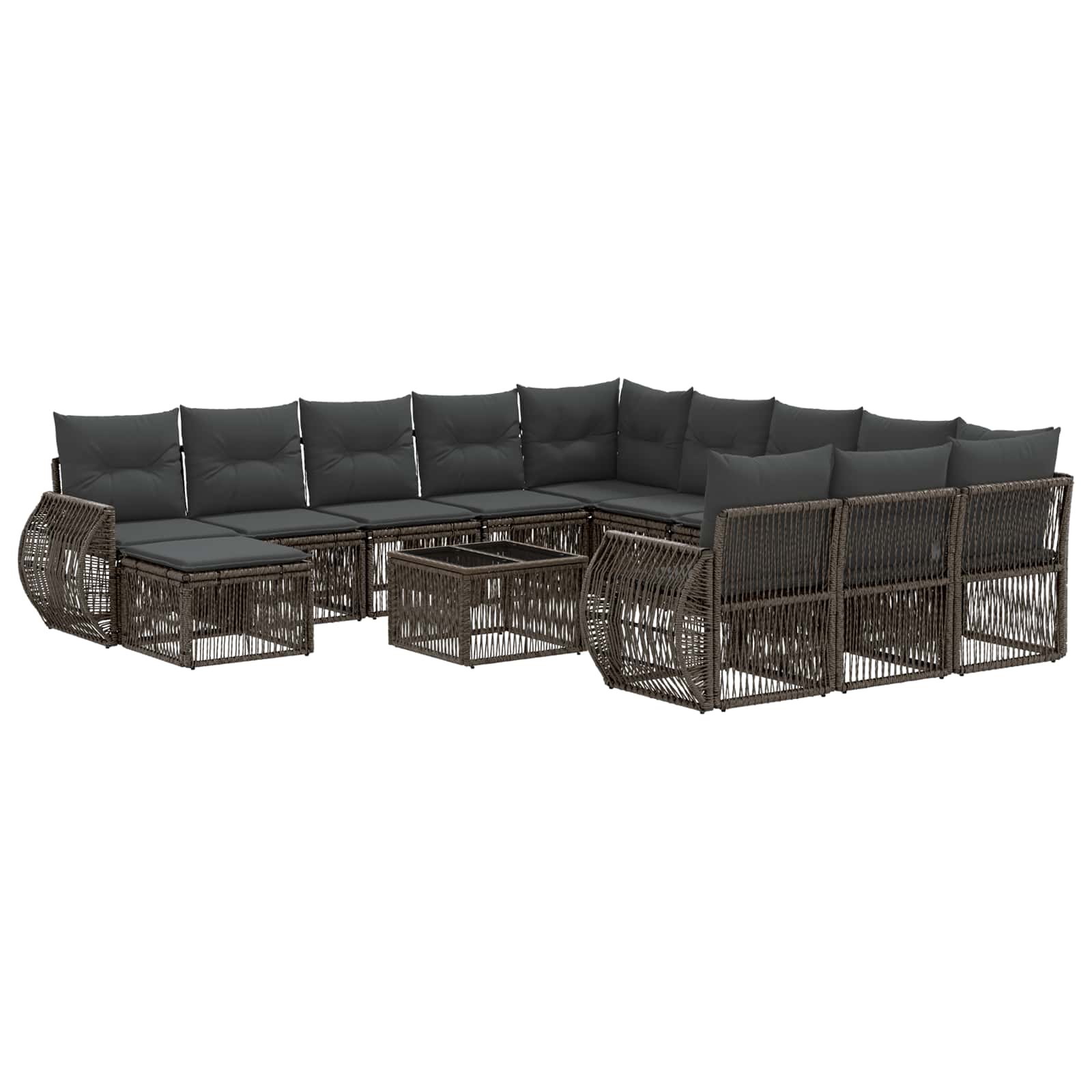 vidaXL Tuinbankenset 13 pcs Zwart poly rattan