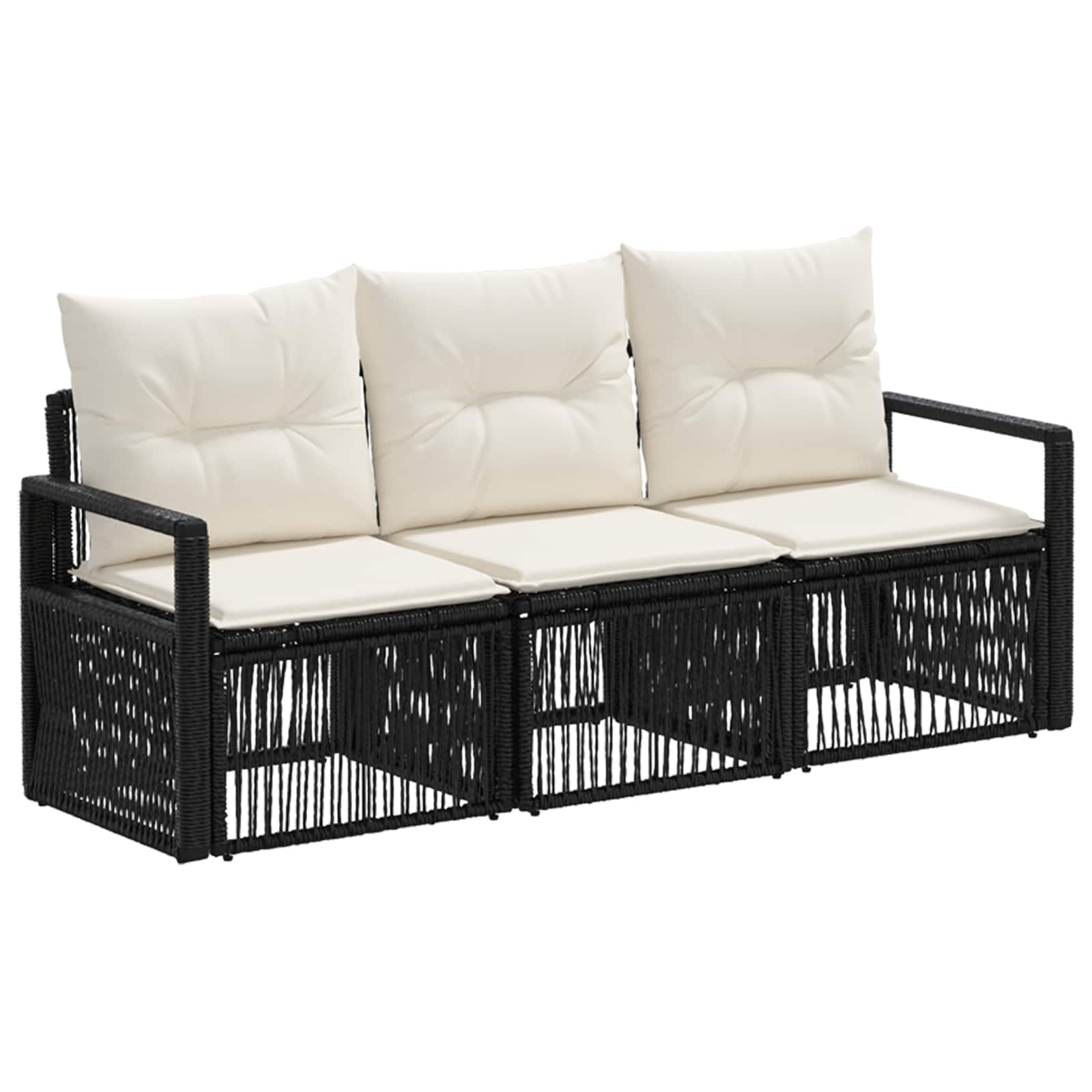 vidaXL Tuinbankenset 4 pcs Zwart poly rattan