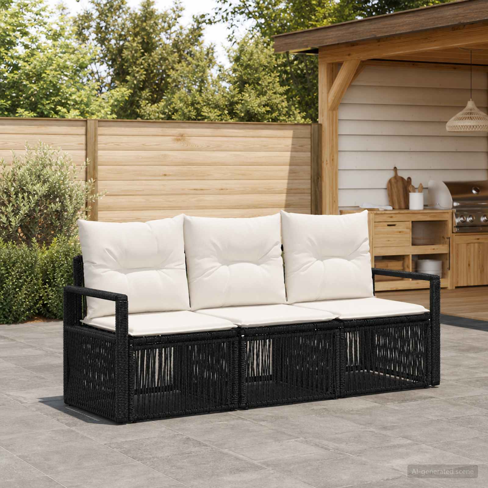 vidaXL Tuinbankenset 4 pcs Zwart poly rattan