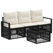 vidaXL Tuinbankenset 4 pcs Zwart poly rattan