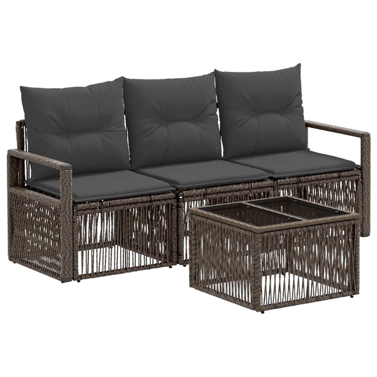 vidaXL Tuinbankenset 4 pcs Zwart poly rattan
