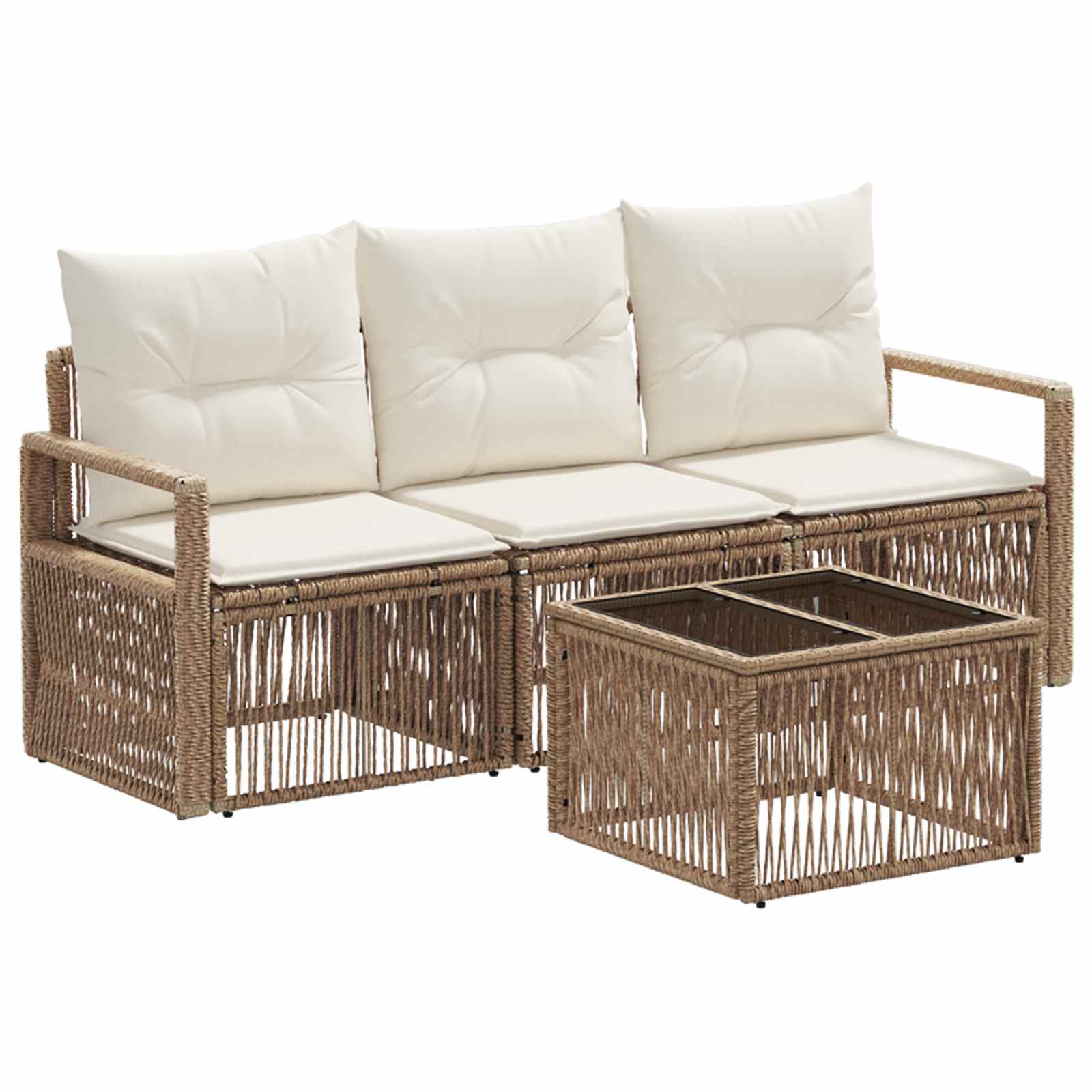 vidaXL Tuinbankenset 4 pcs Zwart poly rattan