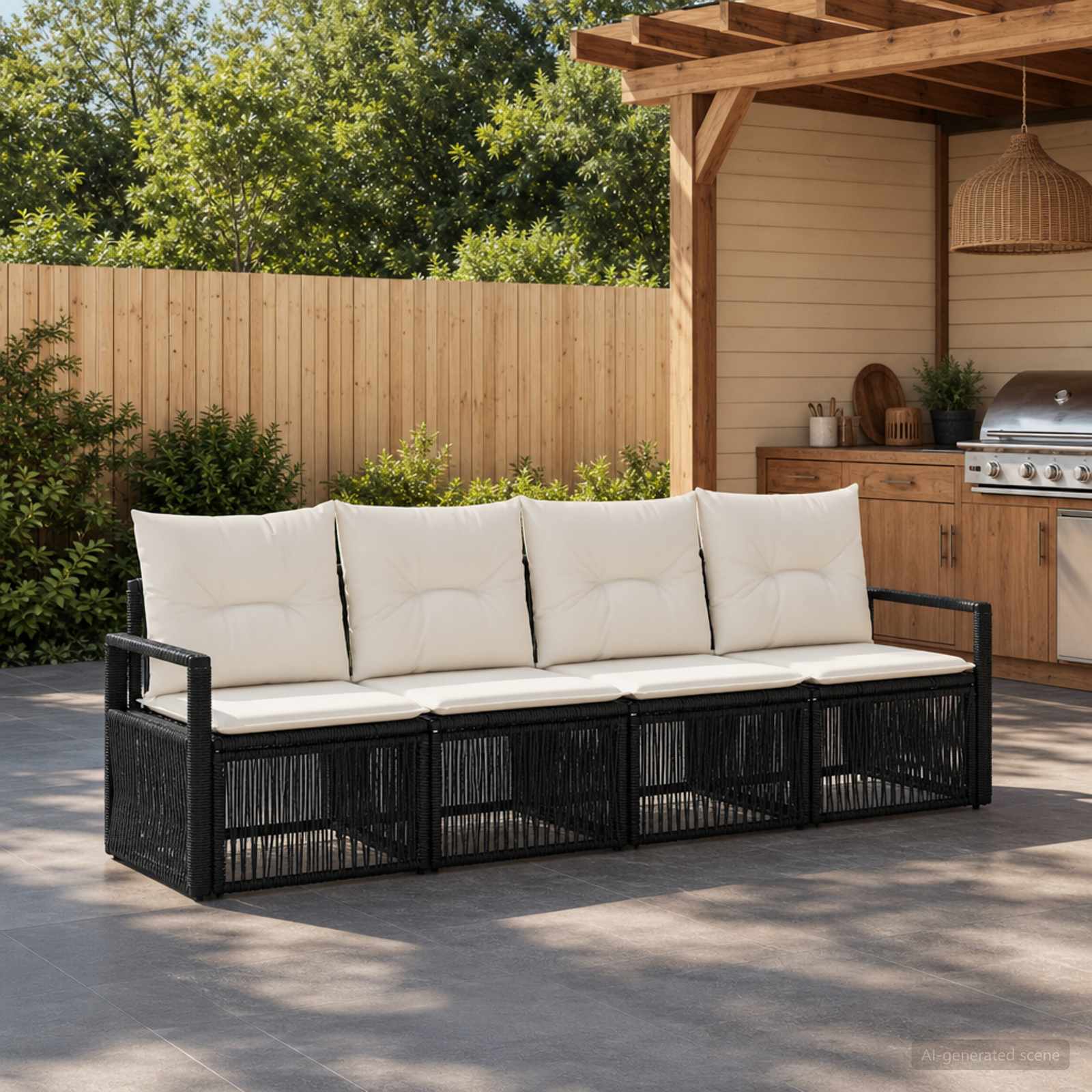 vidaXL Tuinbankenset 5 pcs Zwart poly rattan