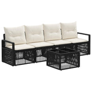 vidaXL Tuinbankenset 5 pcs Zwart poly rattan