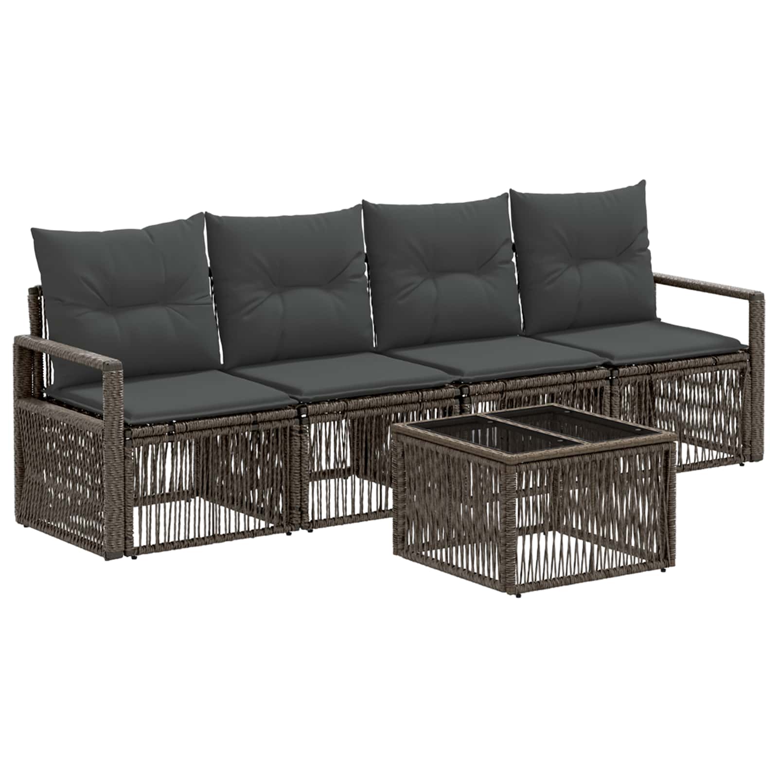 vidaXL Tuinbankenset 5 pcs Zwart poly rattan